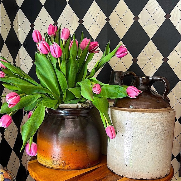 Antique Stoneware Crock Vase | Rustic Ombré Glaze | Primitive American Pottery - Picture 11 of 17